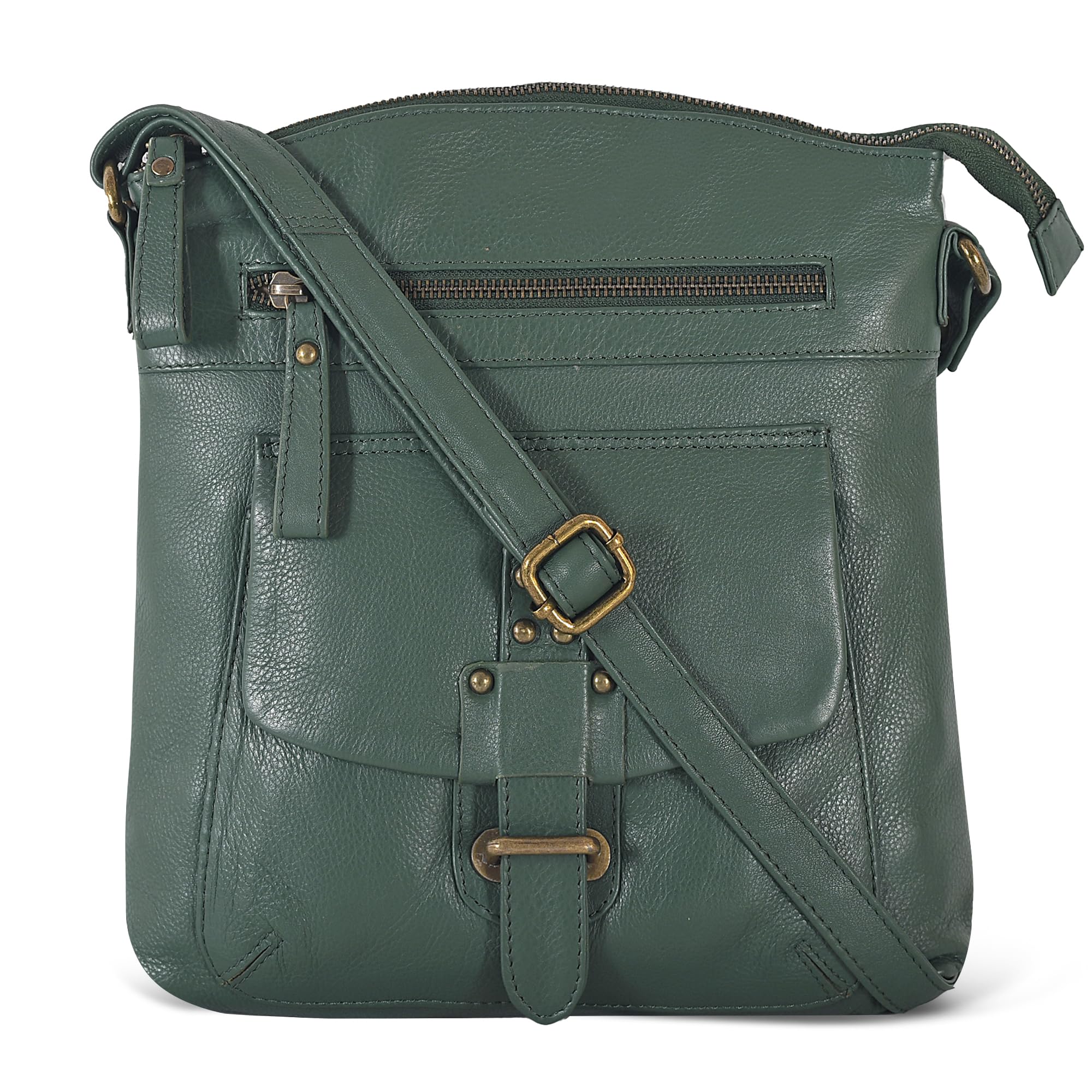 Leather Crossbody Bags for Women - Trendy Leather Crossbody Purses For Women - Medium Size Womens Handbag - Ladies Sling Bag (Olive Wash) - AGB LuxeDrop